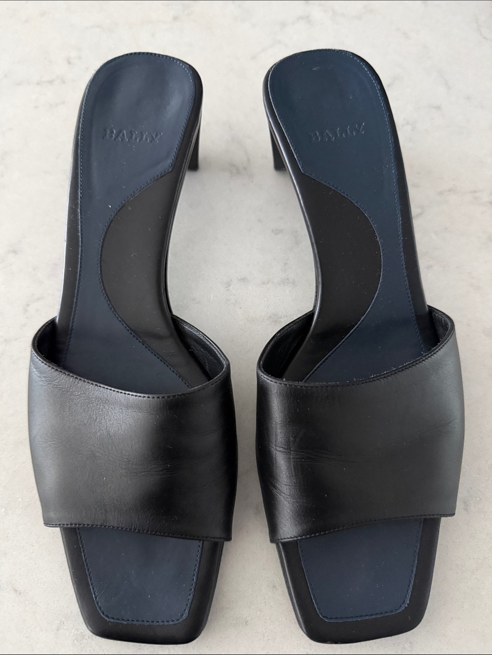 Bally Black Leather Slide Mules